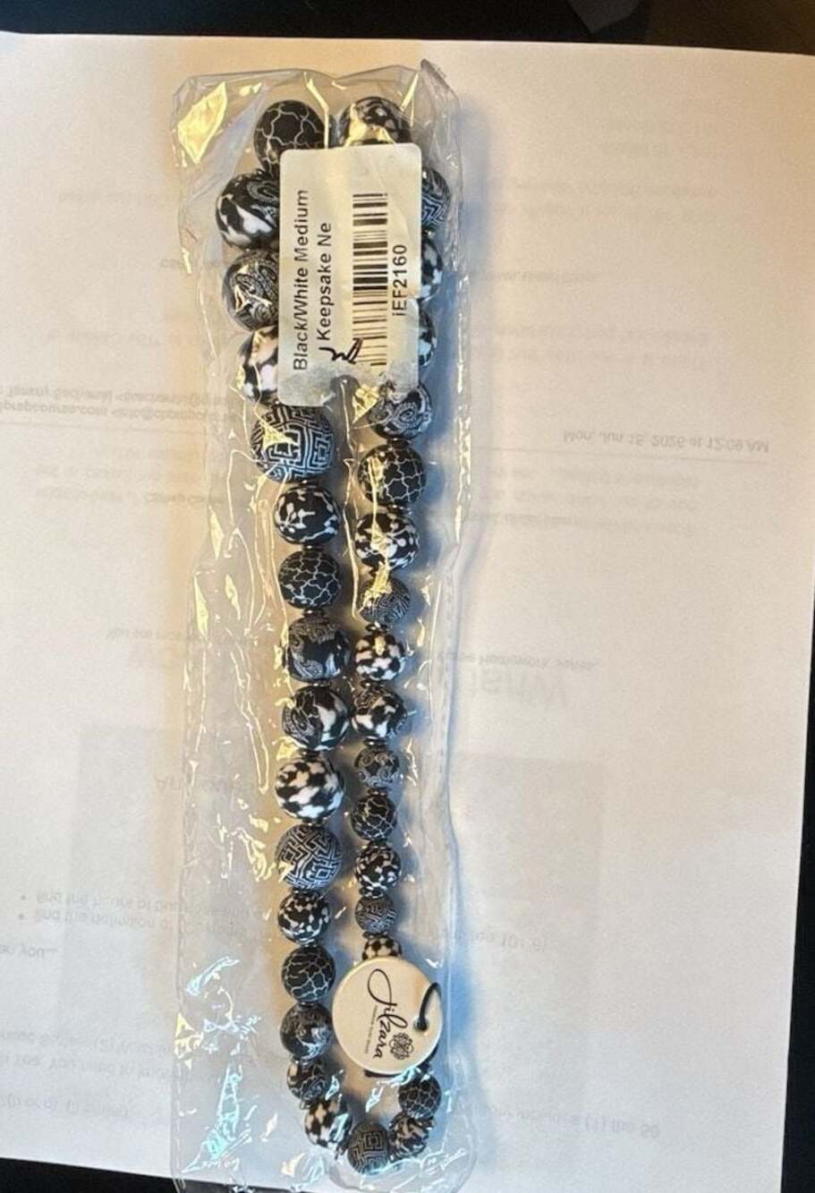 Jilzara Black/White Medium Keepsake Necklace